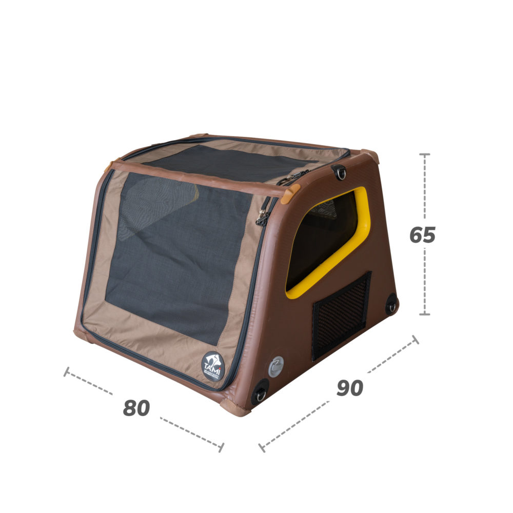 Die TAMI Hundebox Kofferraum M und ihre Maße (Breite x Tiefe x Höhe) im Detail.