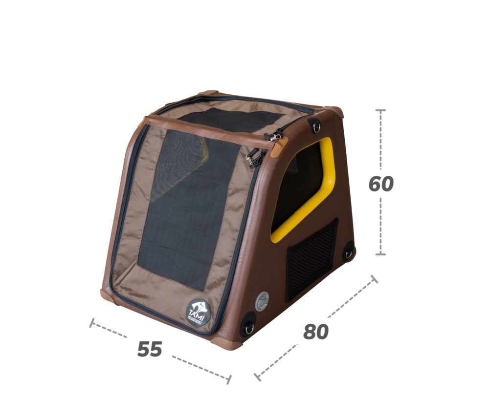 The TAMI dog box trunk S and its dimensions (width x depth x height) in detail.