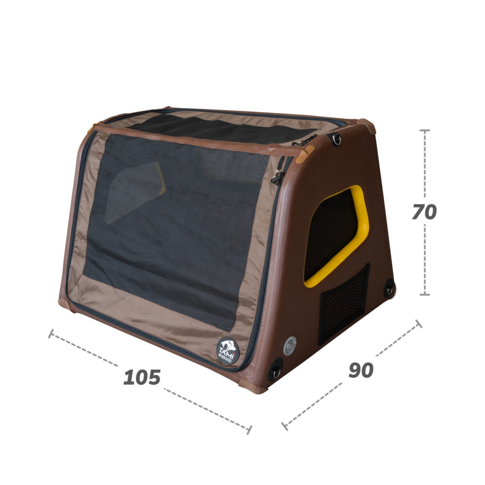 The TAMI dog box trunk XL and its dimensions (width x depth x height) in detail.