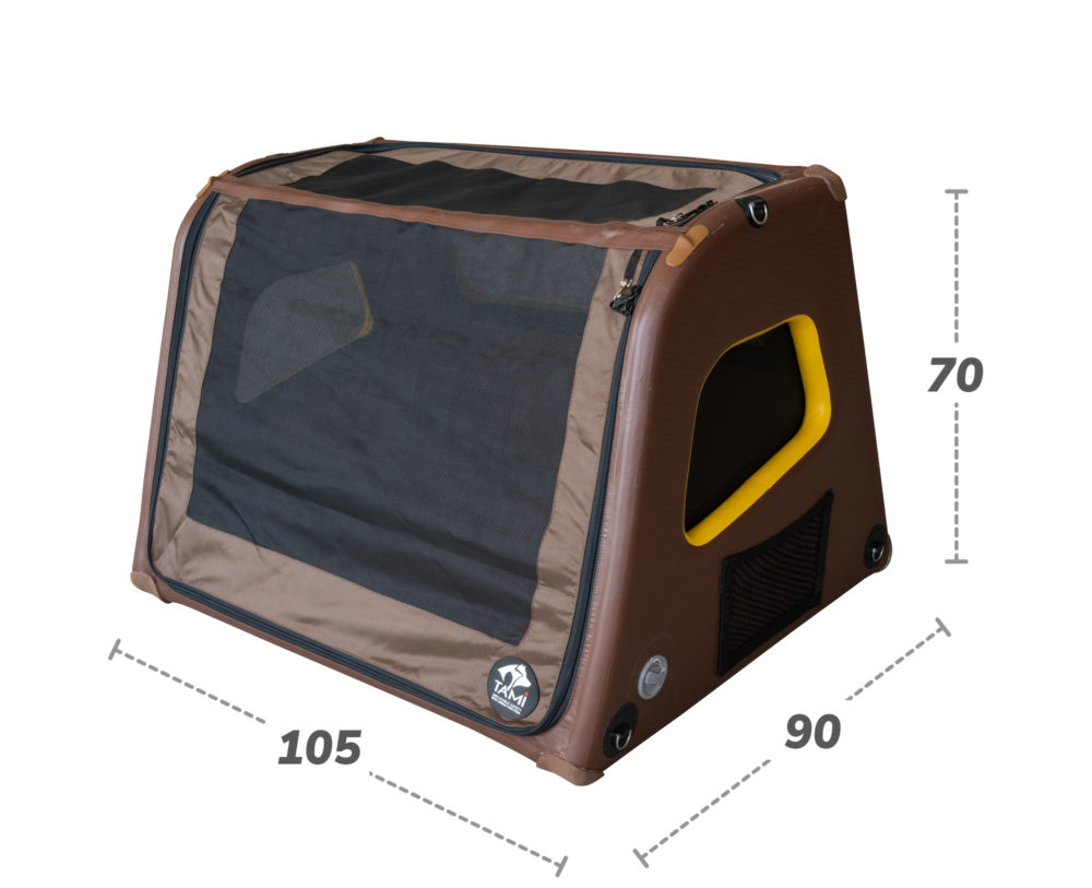 A TAMI kutyabox csomagtartó XL és méretei (szélesség x mélység x magasság) részletesen.