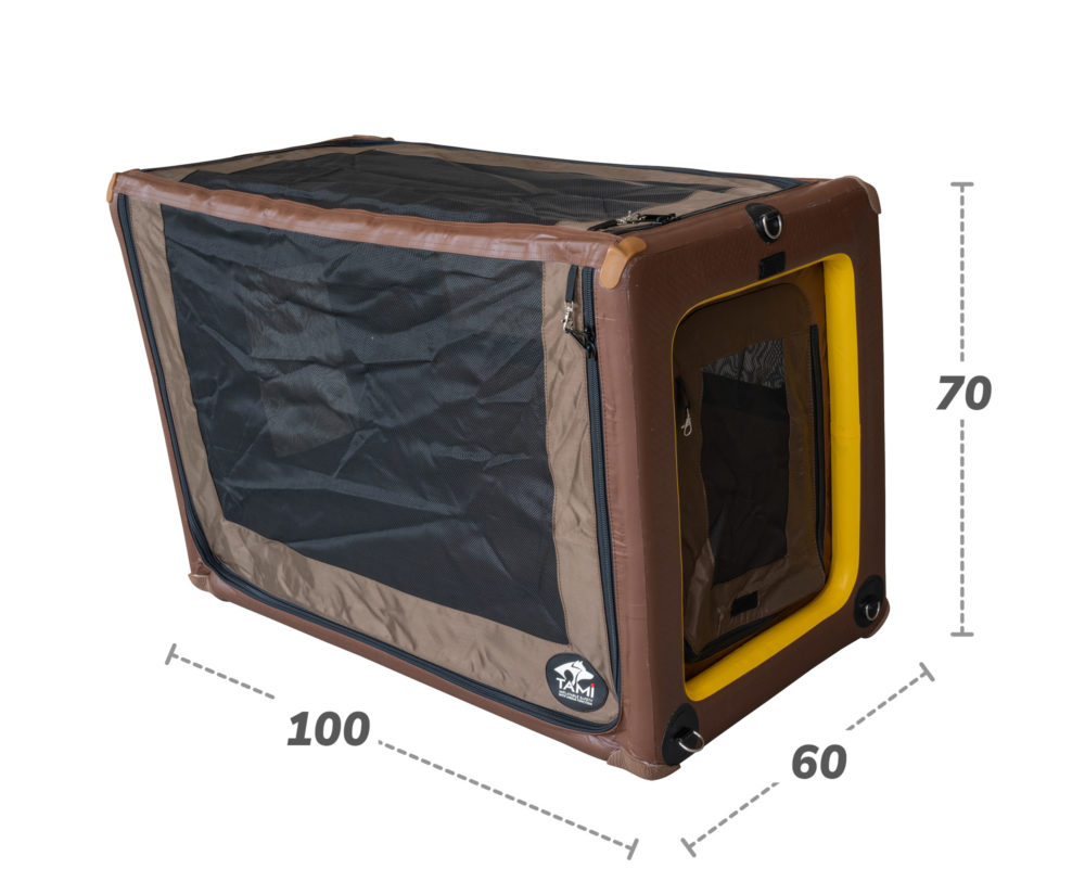 The TAMI dog box back seat L and its dimensions (width x depth x height) in detail.