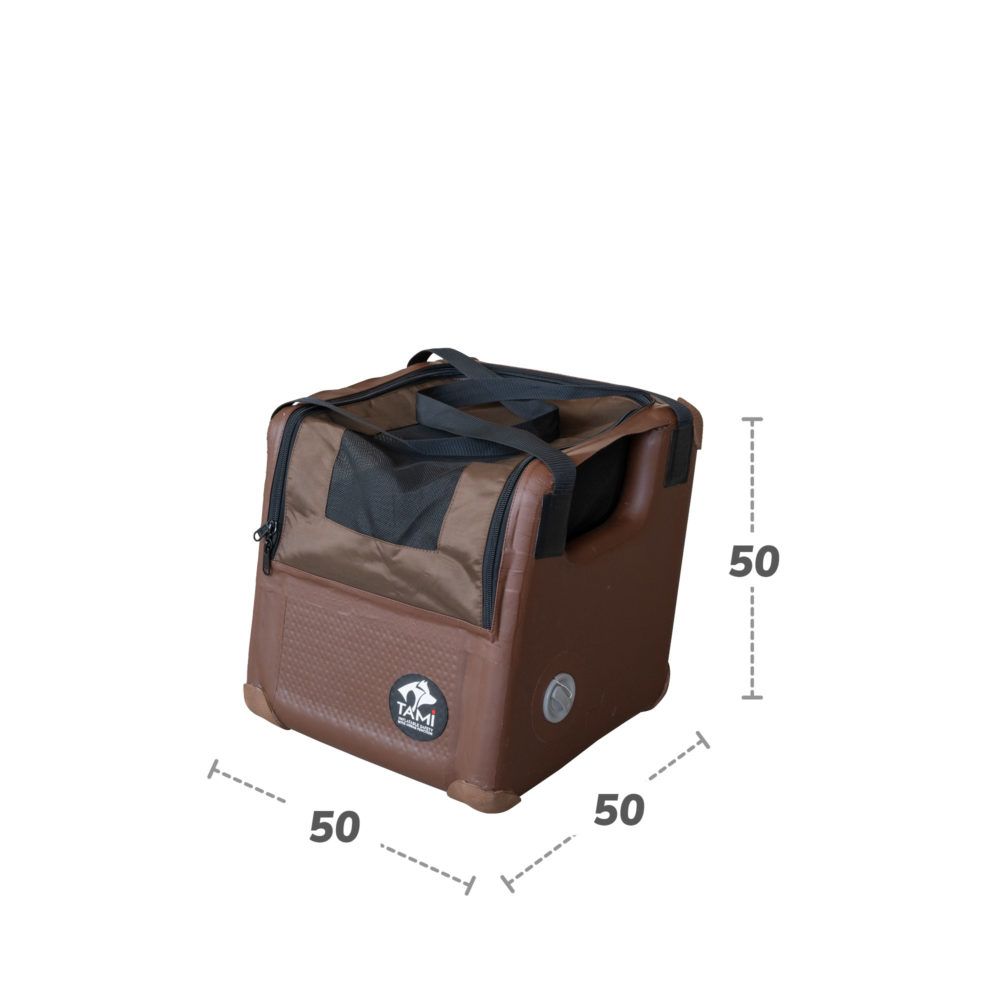 Le box pour chien TAMI pour le siège passager et ses dimensions (largeur x profondeur x hauteur) en détail.